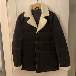 Tasso Elba Iron-Gray Faux-Fur Padded Coat